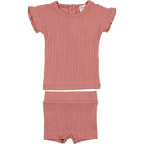 Ruffle Ladder Stripe Short Set