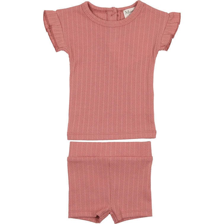 Ruffle Ladder Stripe Short Set