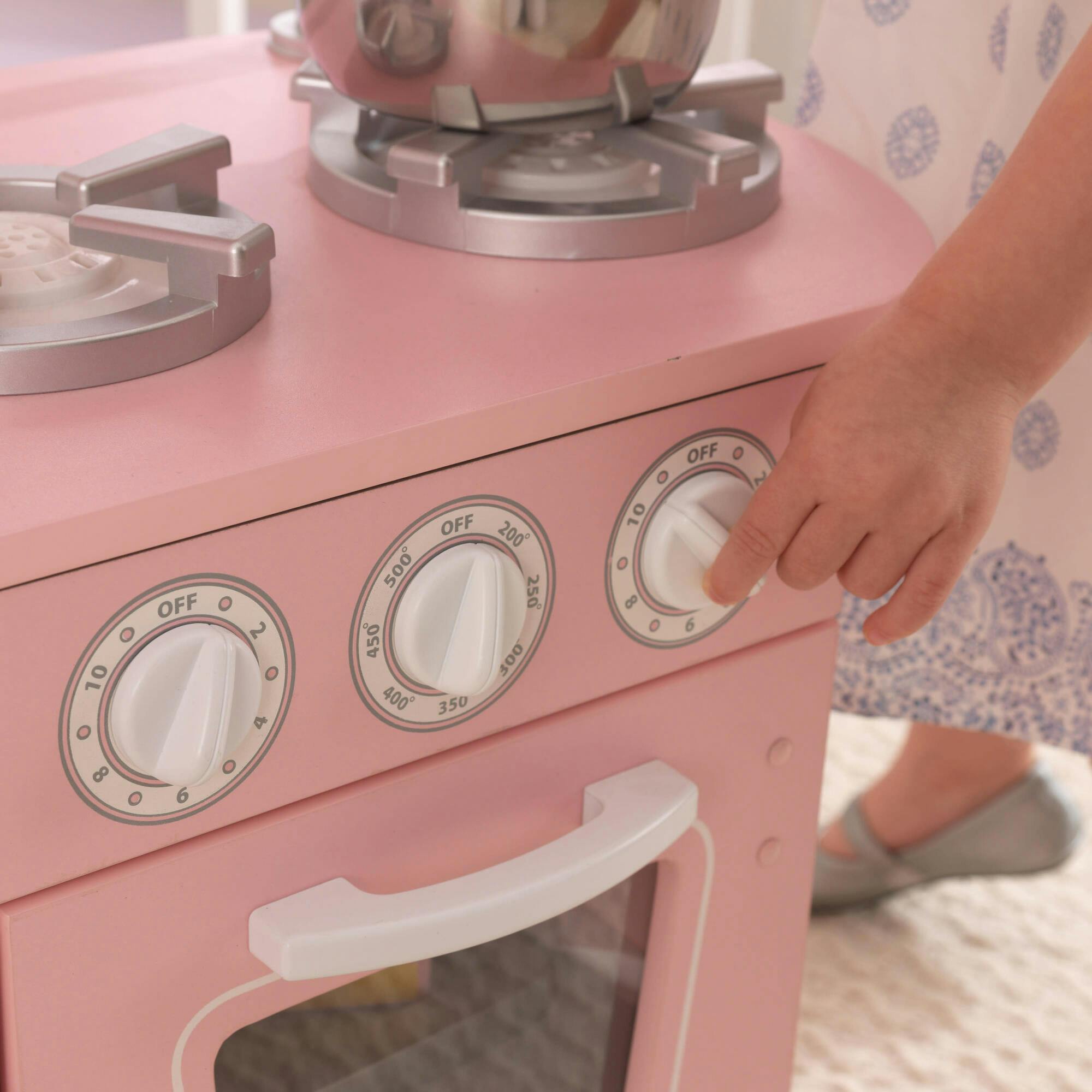 Vintage Wooden Play Kitchen with Working Knobs