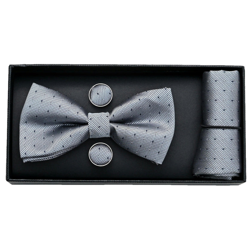 Light Silver Textured Bowtie Set