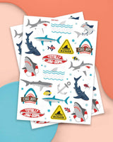 Shark Temporary Tattoos - 38 metallic temporary tattoos