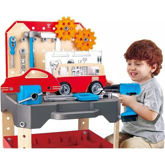 Hape: Junior Inventor: Vehicle Service & Repair Workbench - 71pc