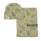 Sage & Spots Leopard Bamboo Swaddle & Beanie Set
