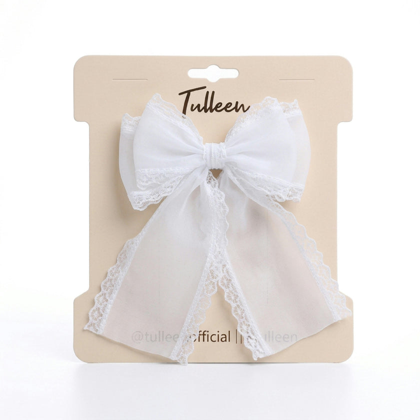 White Lace Bow Hair Clip