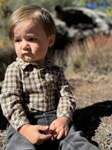 JASPER Sage/Rust Stitch Plaid Woven Onesie