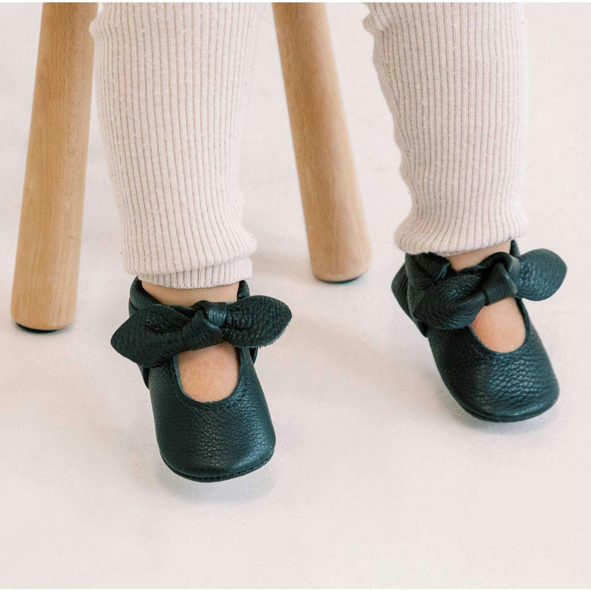 Ebony Knotted Bow Baby Shoe