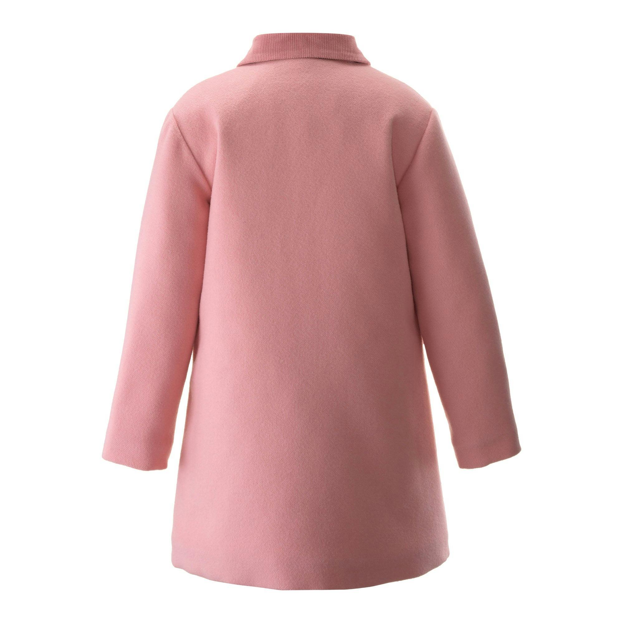 Velvet Collar Trim Pocket Flap Double Breasted Dress Coat