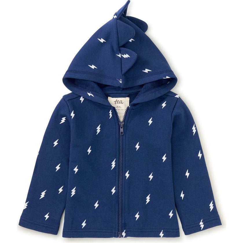 Babys Spike Out Print Front Zip Hoodie, Blue