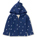 Babys Spike Out Print Front Zip Hoodie, Blue