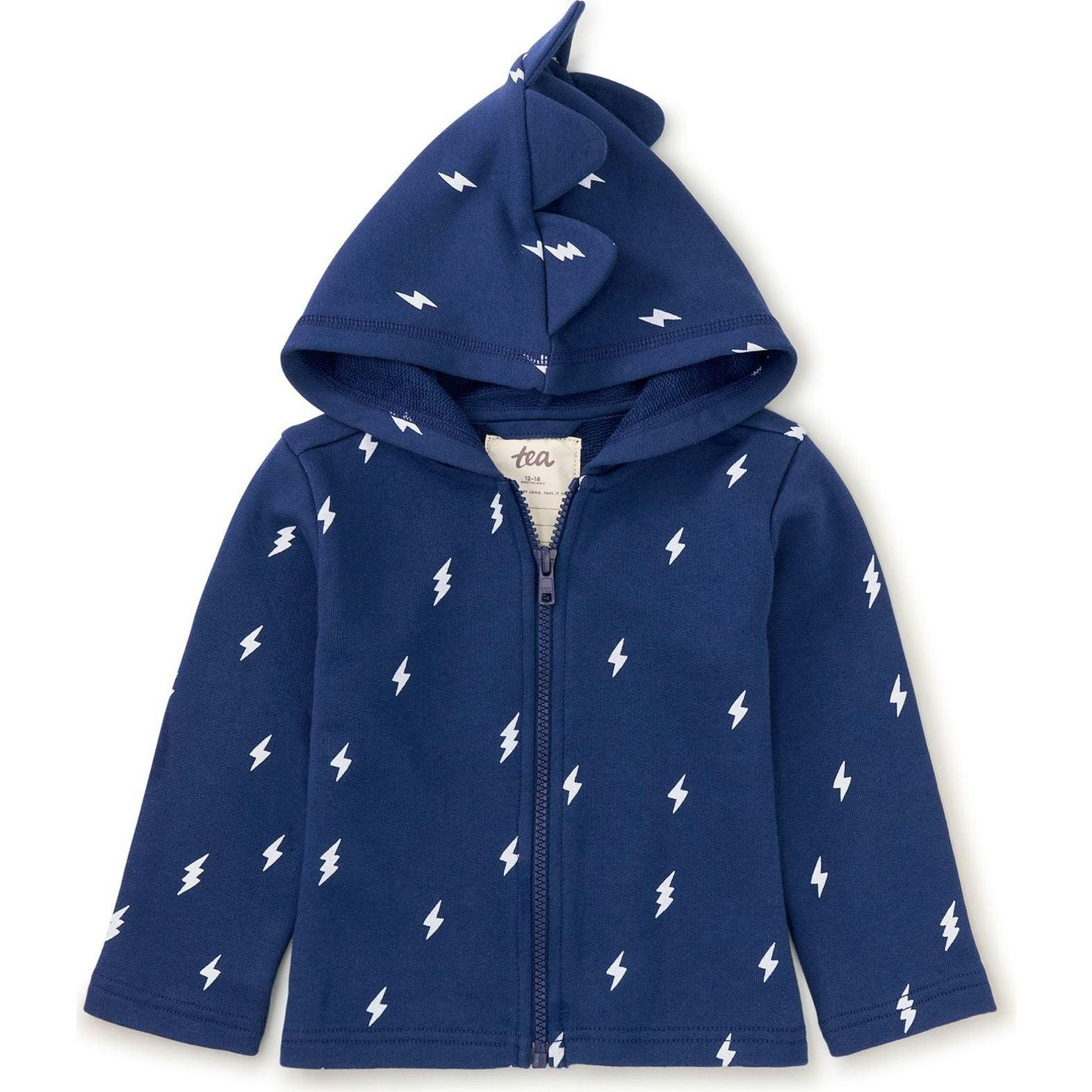 Babys Spike Out Print Front Zip Hoodie, Blue