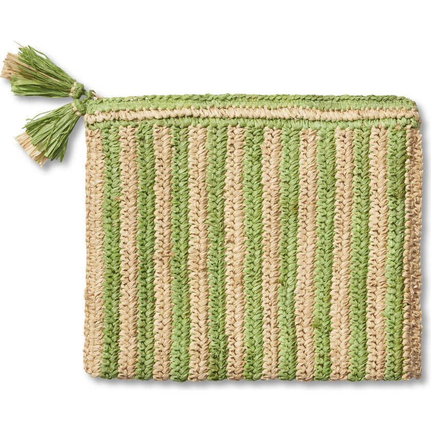 Large Striped Raffia Zip-Pouch