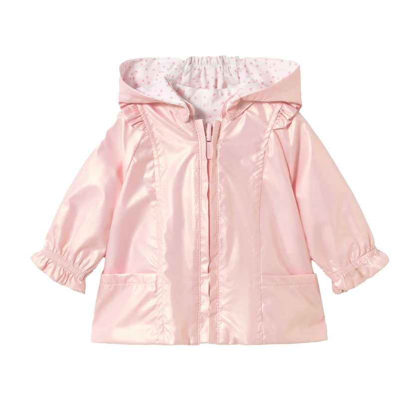 Pink Hooded Glossy Jacket