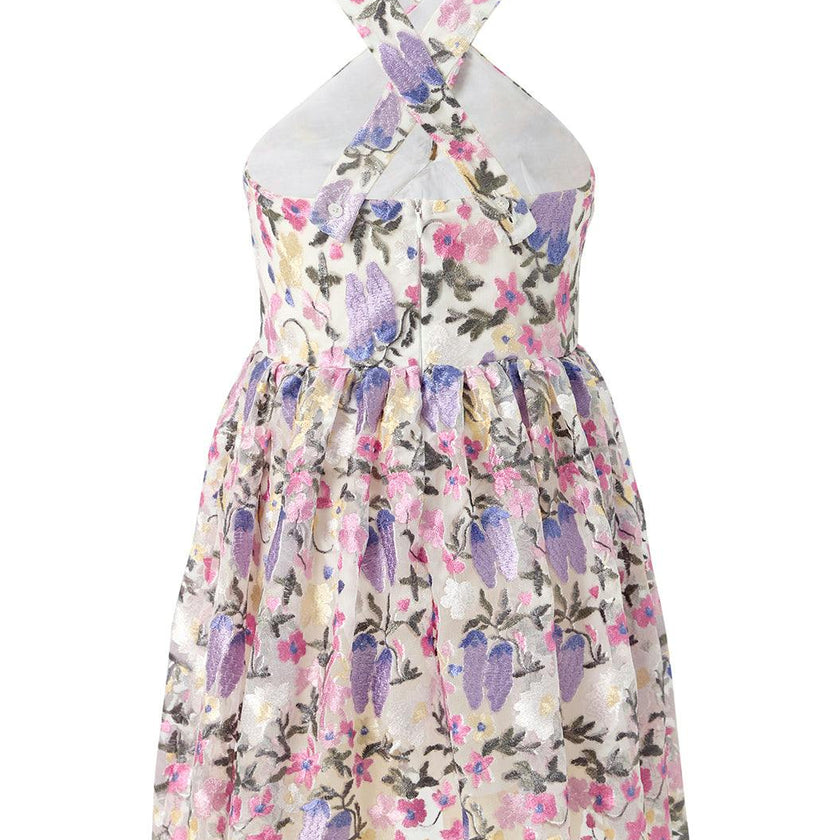 Mariah Embroidered Halter Neck Dress