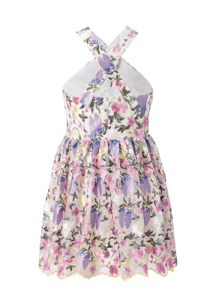 Mariah Embroidered Halter Neck Dress