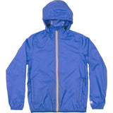 Women's royal blue full zip packable rain jacket and windbreaker