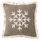 Handmade Christmas Pillow Hand Felted Wool - Big Snowflake Gray - 20" Arcadia Home