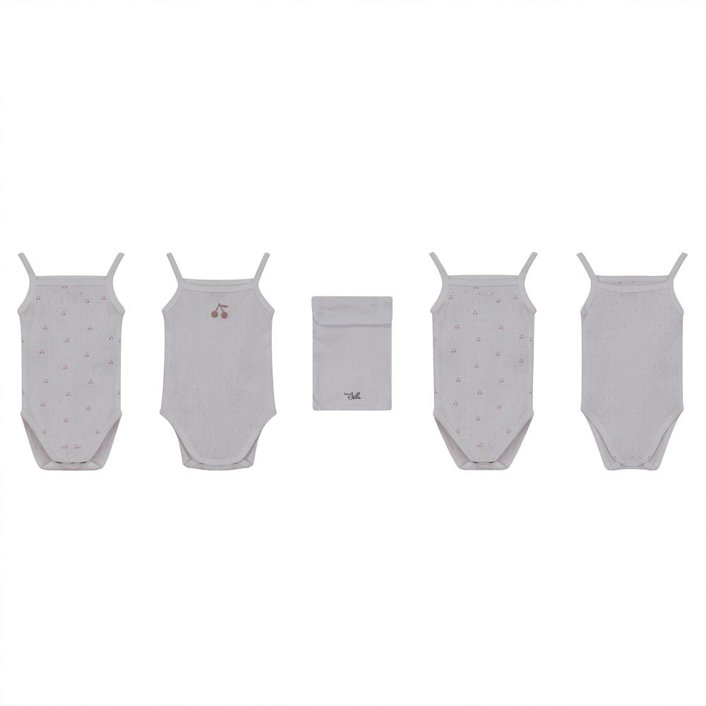 Pointelle Undershirt With Cherry Print White/Blue