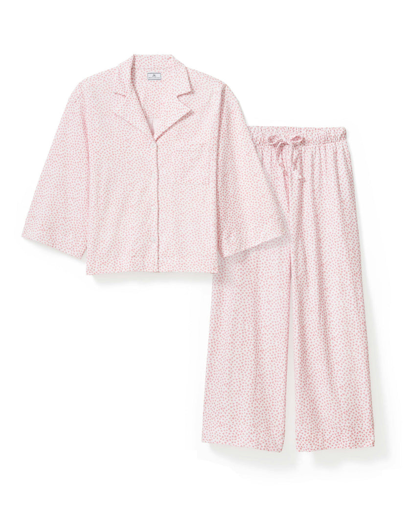 The Olivia Wide Leg Pima Pajama Set in Sweethearts