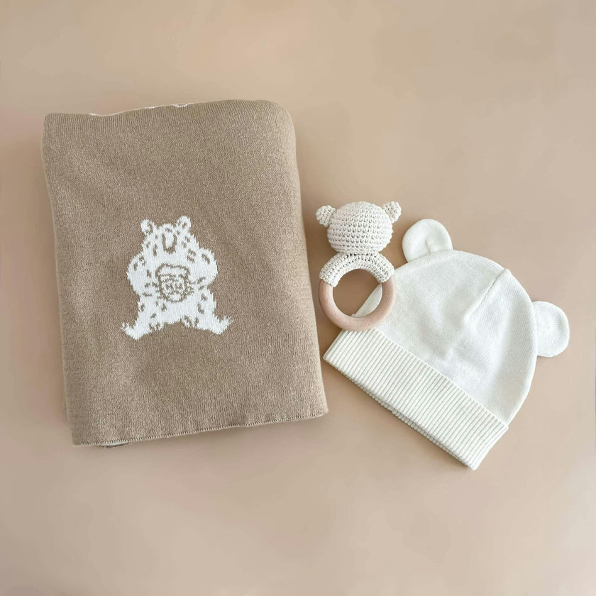 Honey Bear Hat Teether Gift Set