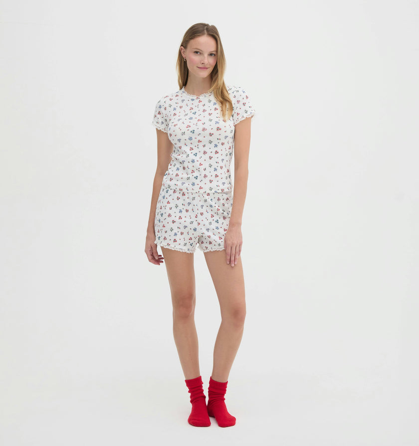 The Coco Pointelle PJ Set - Winter Posy