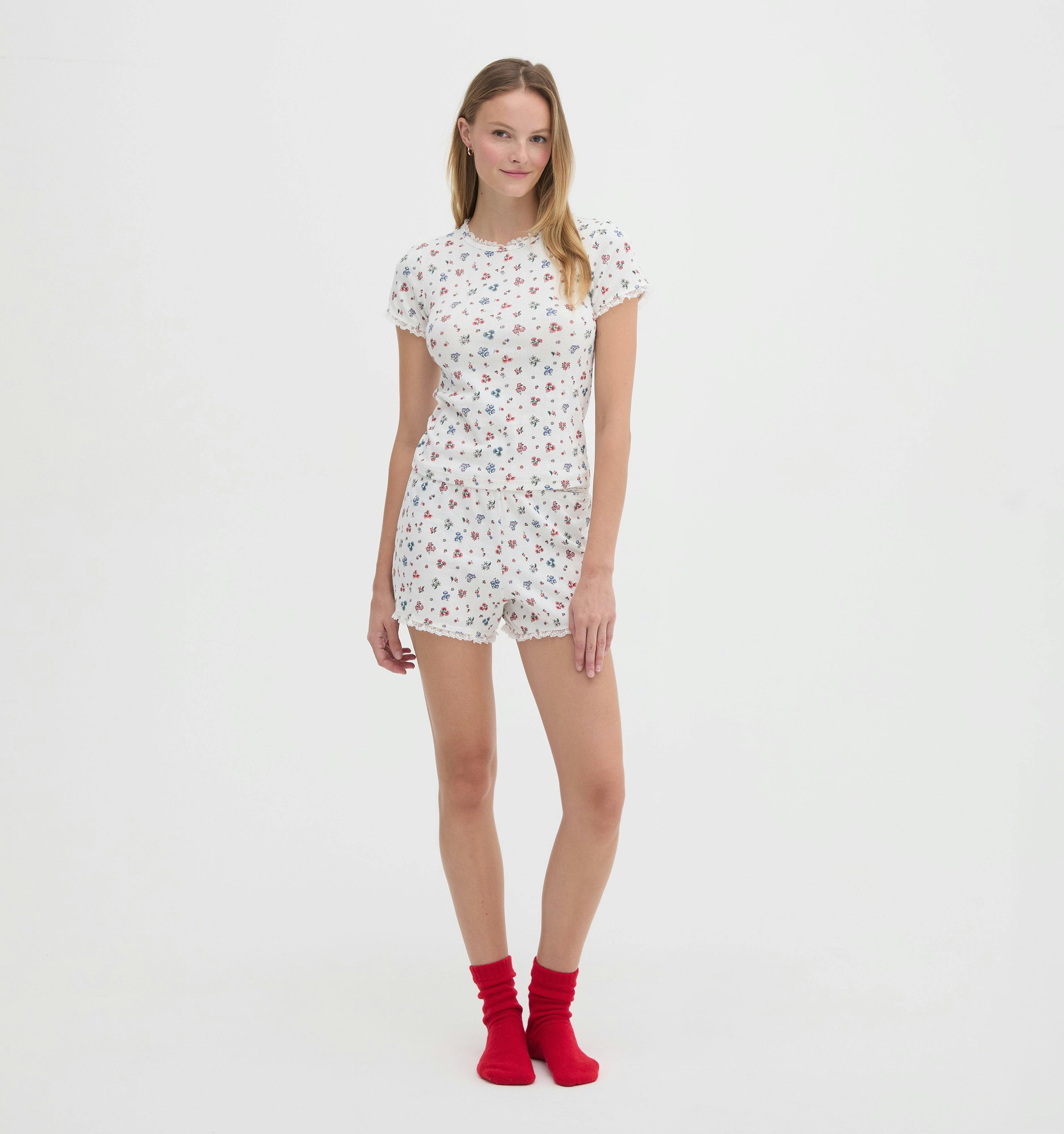 The Coco Pointelle PJ Set - Winter Posy