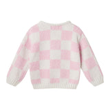 Infant Girls 3-Piece Sweater Set | Checkered Heart - Pink