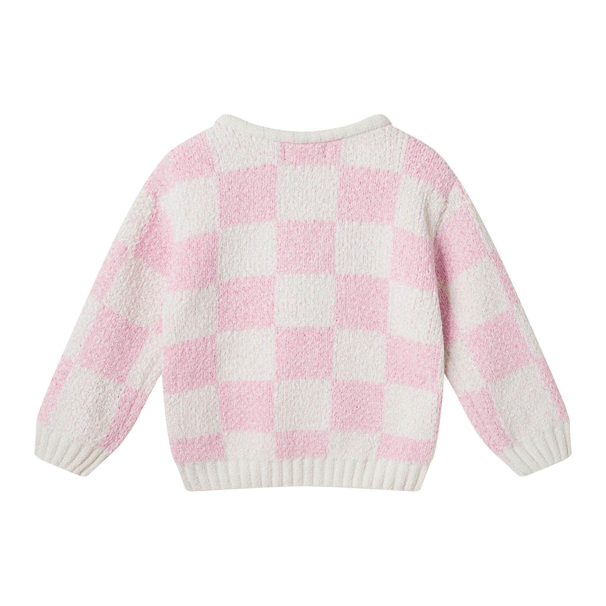 Infant Girls 3-Piece Sweater Set | Checkered Heart - Pink