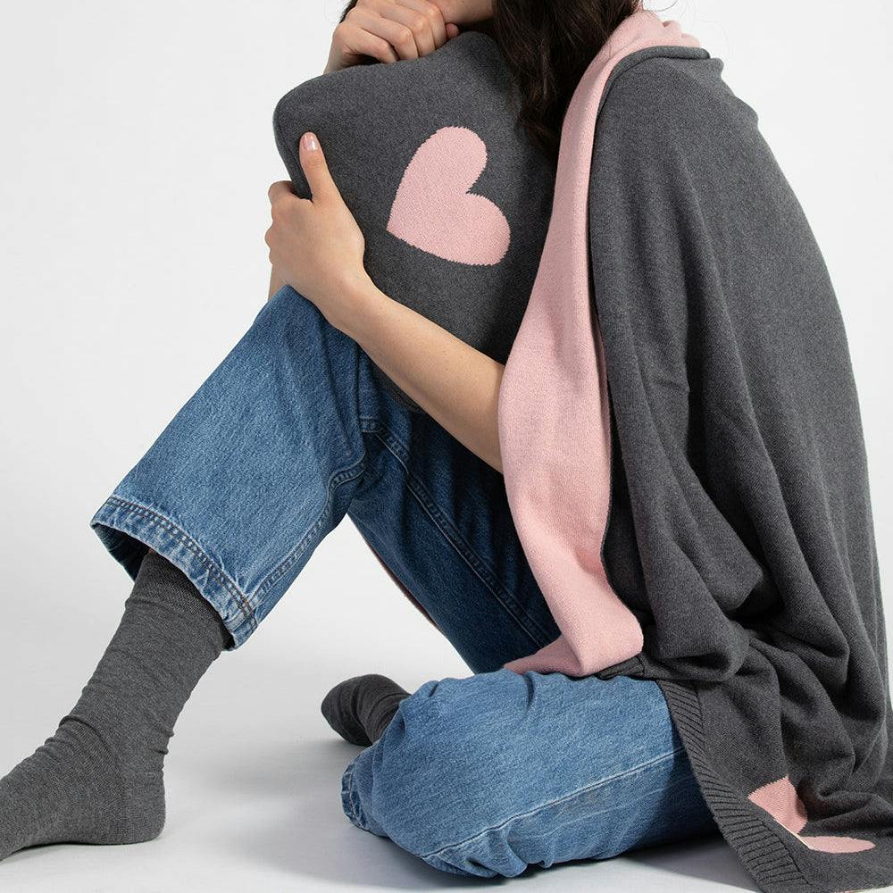 Hearts Reversible Blanket Travel Set