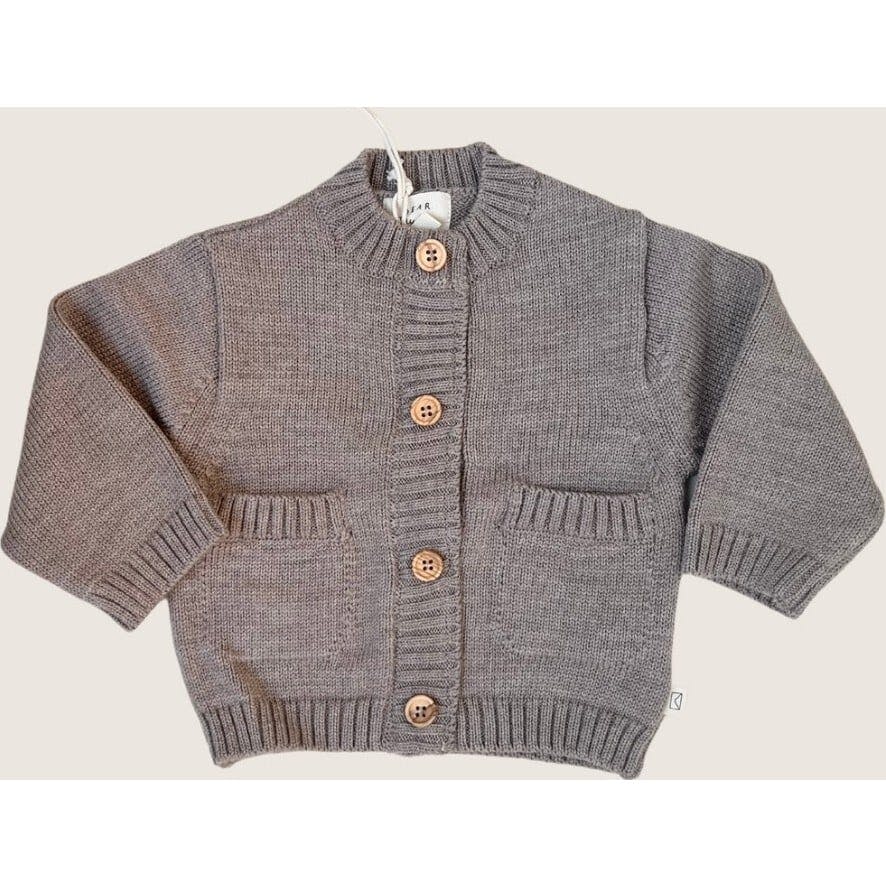 Merino Wool Baby Cardigan in Light Heather Gray