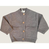 Merino Wool Baby Cardigan in Light Heather Gray