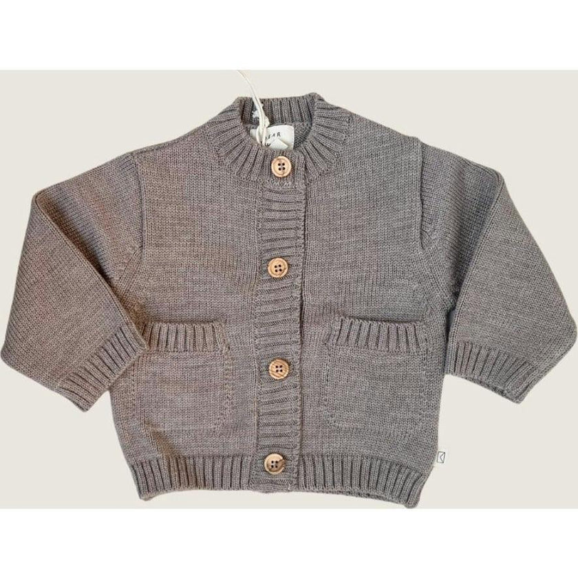 Merino Wool Baby Cardigan in Light Heather Gray