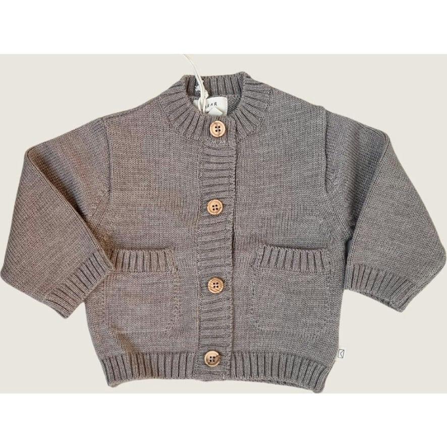 Merino Wool Baby Cardigan in Light Heather Gray