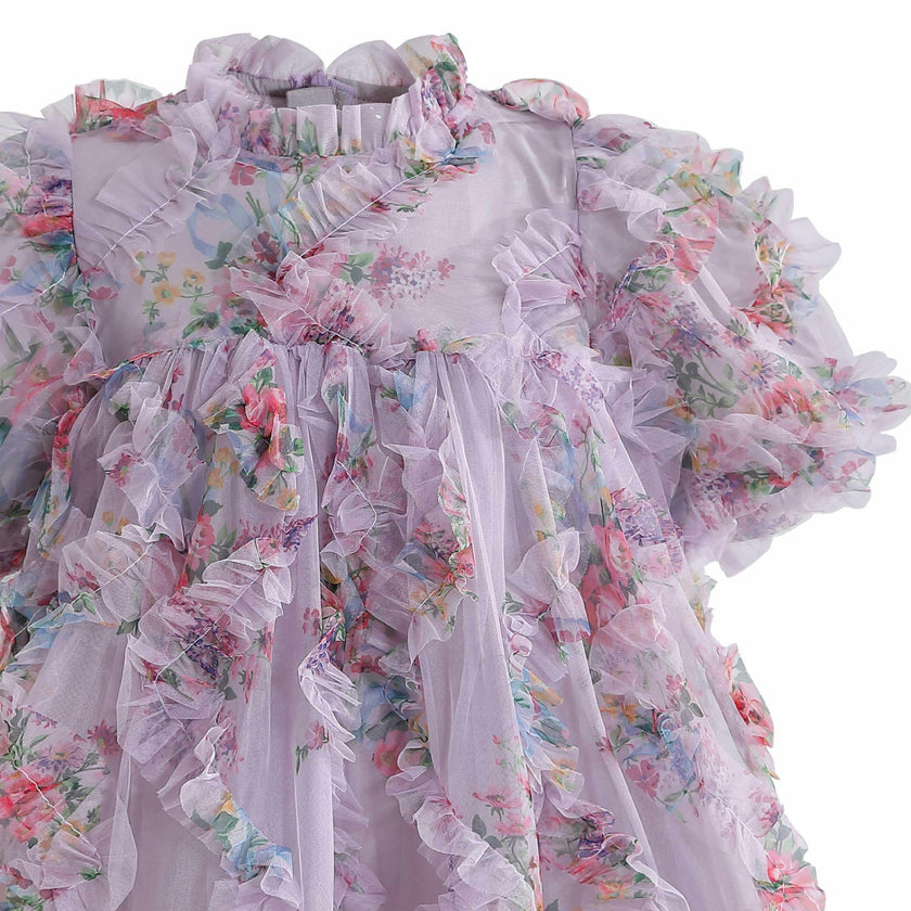 Lavender Garden Ruffle Occasion Dress
