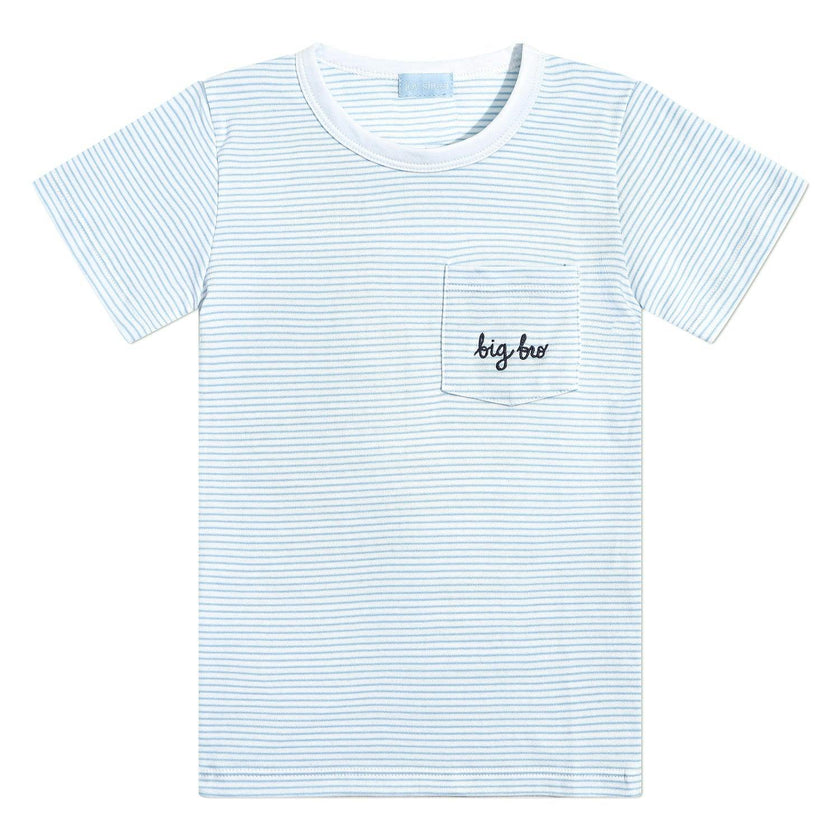 "Big Bro" Short Sleeve Tee in Light Blue Stripe