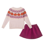 Infant Girls Sweater & Corduroy Skirt Set | Pumpkin Harvest - Burgundy