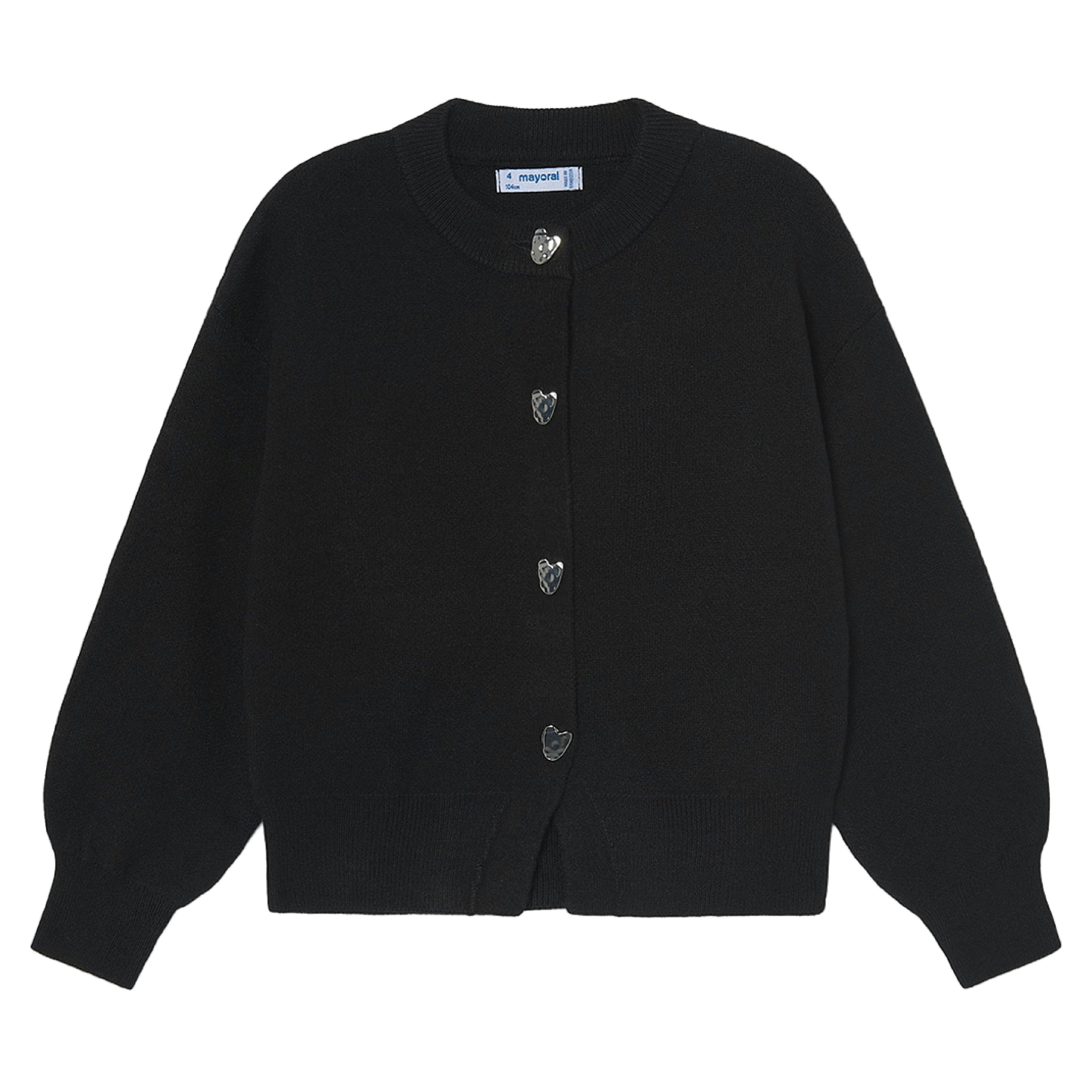 Black Heart Button Cardigan