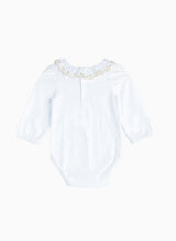 Baby Long-Sleeved Elsa Bodysuit in White/Gold