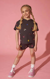 Black Crystal Doodle Short Set