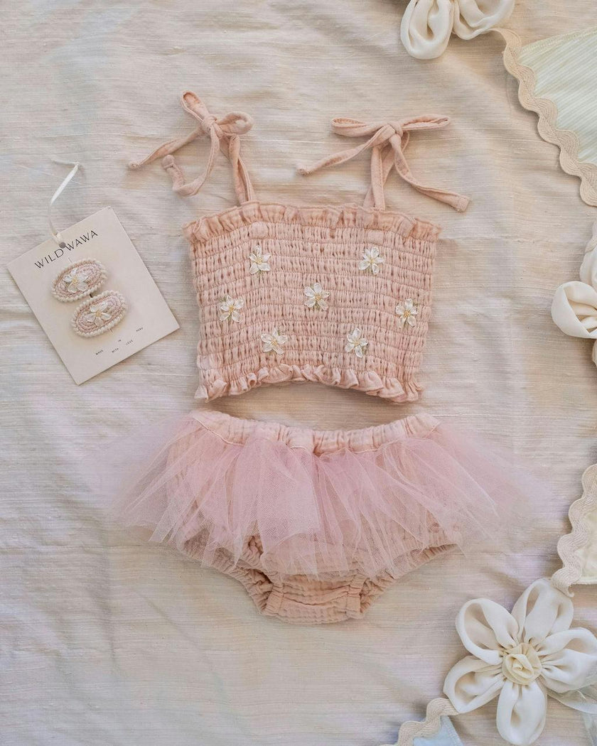 Daisies Tutu Set in Melon Pink