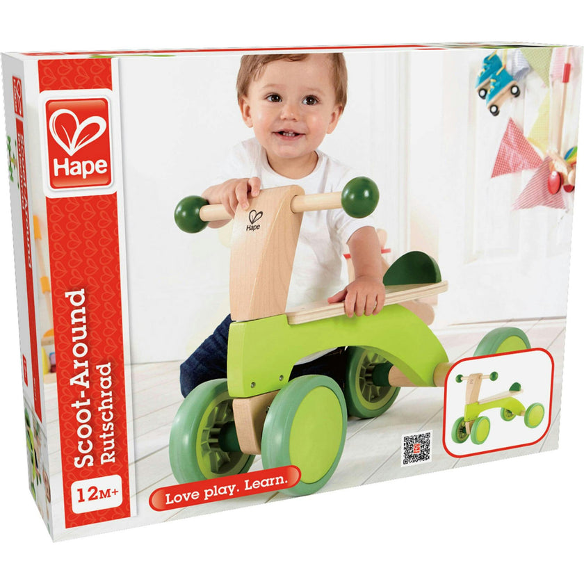 Scoot Around Ride-On Wood Balance Bike in Bright Green