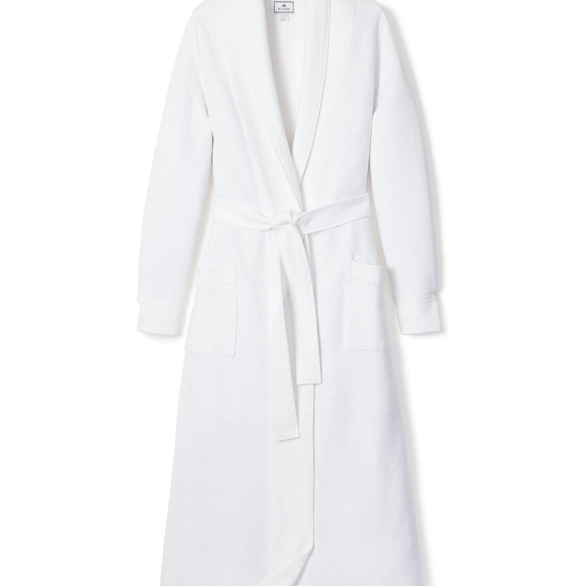 Women's Pima Ophelia Robe in White Jacquard