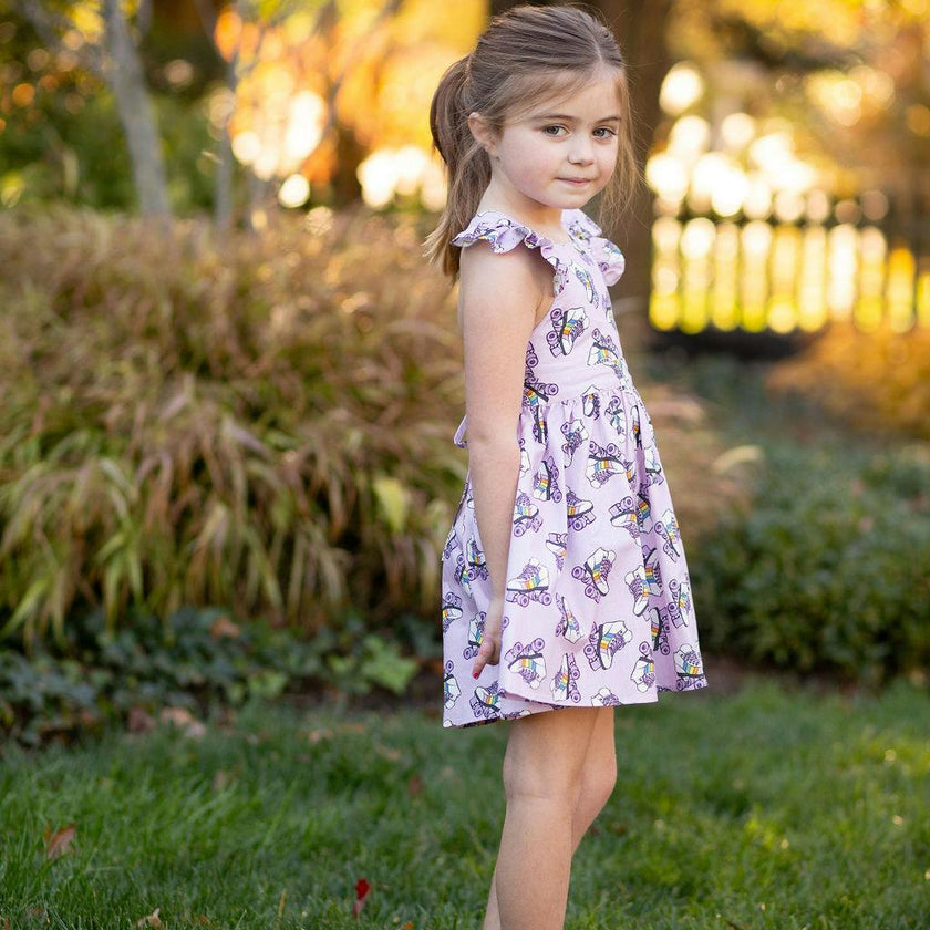 Ruffle Sleeve Dress in Roller Skates