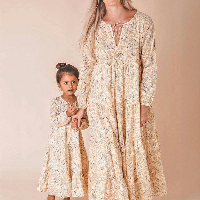 Block-Printed Women's Bohemian Dress