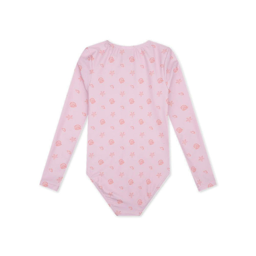 UV Swimsuit Girls With Long Sleeves - Pink - Shell Tastic