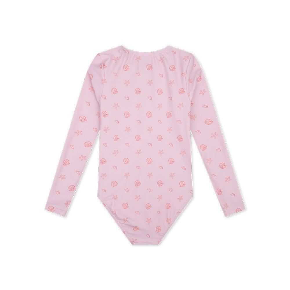 UV Swimsuit Girls With Long Sleeves - Pink - Shell Tastic