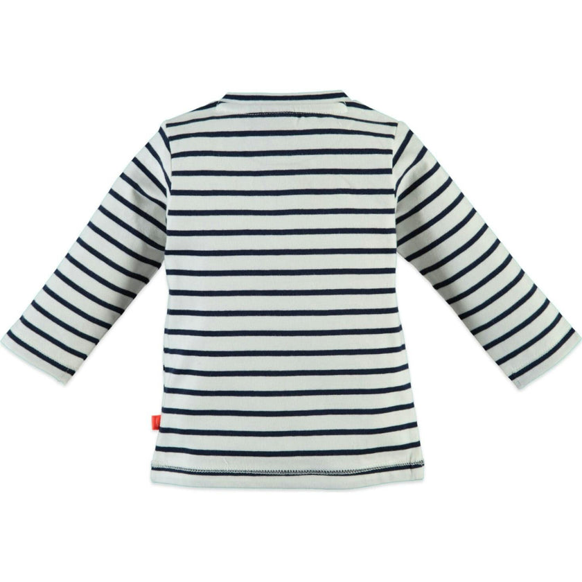 Striped Long Sleeve Enlarged Front Pocket T-Shirt