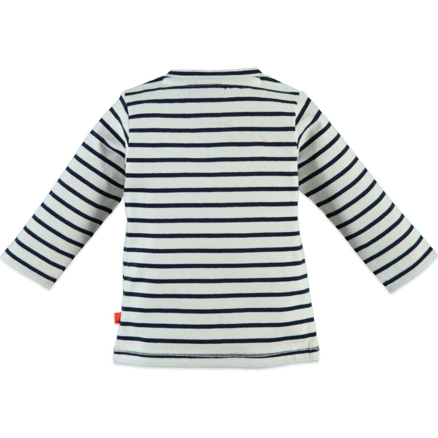 Striped Long Sleeve Enlarged Front Pocket T-Shirt
