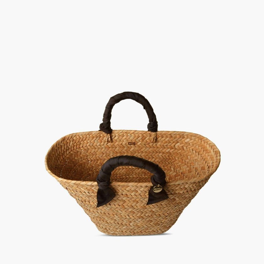 Rosie Woven Straw Ribbon-Handle Tote