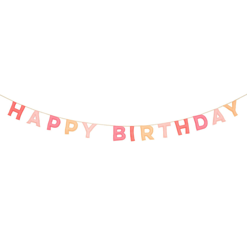 Pink Happy Birthday Felt Garland