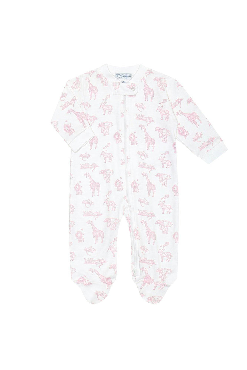 Pink Safari Zipper Footie